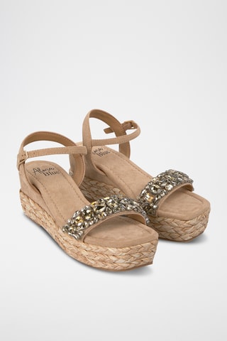 Sandalen met Sleehak - Beige