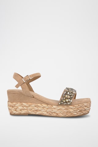 Sandalen met Sleehak - Beige