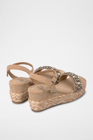 Sandalen met Sleehak - Beige