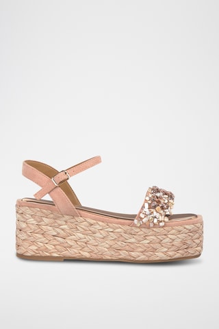 Sandalen met Sleehak - Zalmkleurig