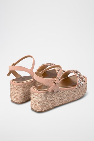 Sandalen met Sleehak - Zalmkleurig