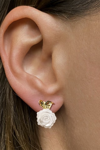 Pendientes - Plata chapada en oro amarillo y nácar