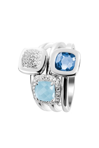 3 anillos - Plata, cuarzo y calcedonia