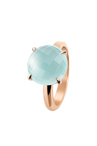 Anillo - Plata chapada en oro rosa y calcedonia