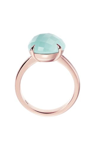 Anillo - Plata chapada en oro rosa y calcedonia