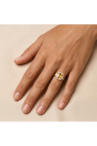 Anillo - Plata chapada en oro amarillo, citrinos y circones
