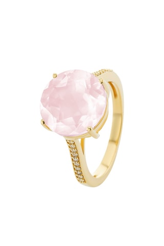 Anillo - Plata, cuarzo rosa y circón cúbico