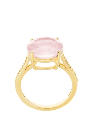 Anillo - Plata, cuarzo rosa y circón cúbico