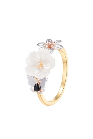 Anillo - Plata, plata chapada en oro amarillo, plata chapada en oro rosa y nácar