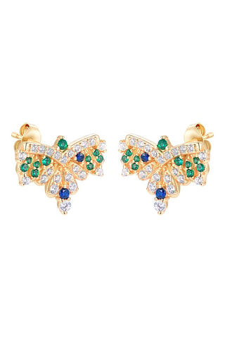 Pendientes - Plata chapada en oro amarillo y esmeraldas