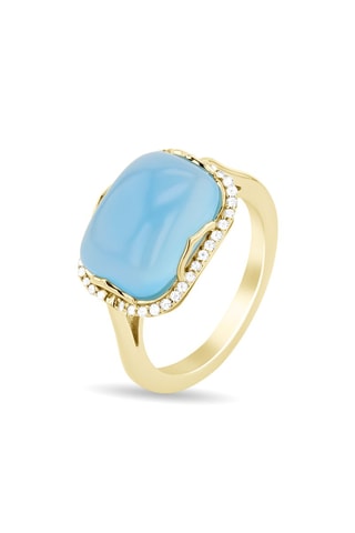 Anillo - Plata chapada en oro amarillo y calcedonia