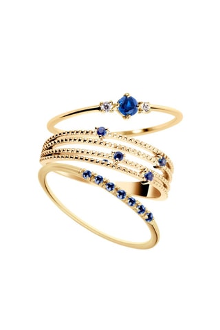 3 anillos - Plata chapada en oro amarillo y zafiros