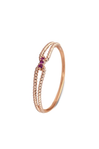 Anillo - Plata chapada en oro rosa y rubíes