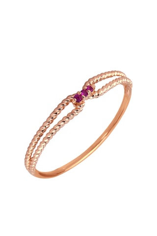 Anillo - Plata chapada en oro rosa y rubíes