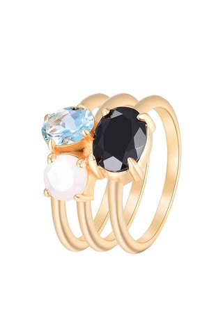 Anillo - Plata, topacio y nácar