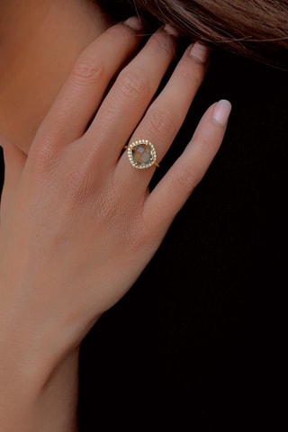 Anillo - Plata chapada en oro amarillo y amatista