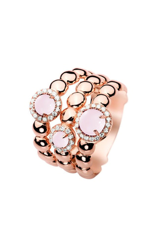 Anillo  - Plata chapada en oro fino rosa y cuarzo