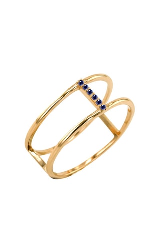 Anillo - Plata chapada en oro amarillo y zafiros