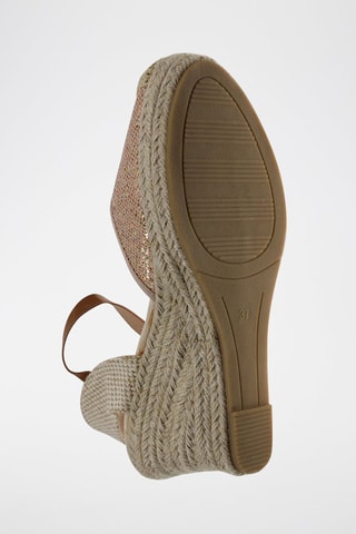Sandali con zeppa - Beige e dorato
