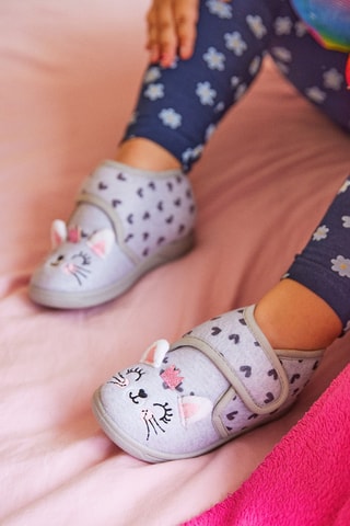 Chinelos de quarto Luna Cinzento e rosa