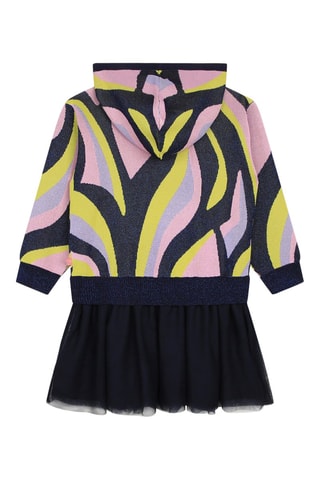 Vestido efecto doble prenda con capucha - Rosa y negro