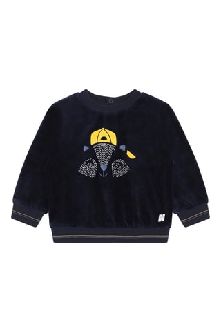 Sudadera de terciopelo y algodón orgánico - Azul marino - Carrément Beau