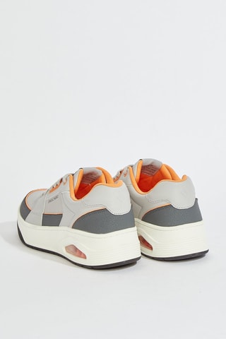 Baskets en cuir Uno Court - Gris et orange