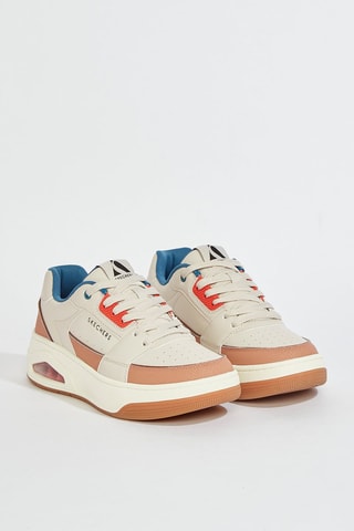 Baskets en cuir Uno Court - Beige et bleu cobalt