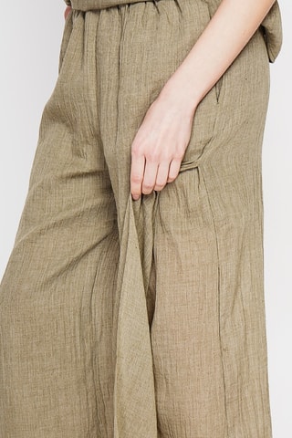 Pantalon en lin taille haute - Kaki