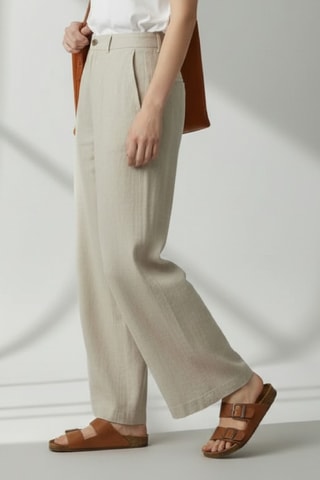 Pantalon large en lin - Beige