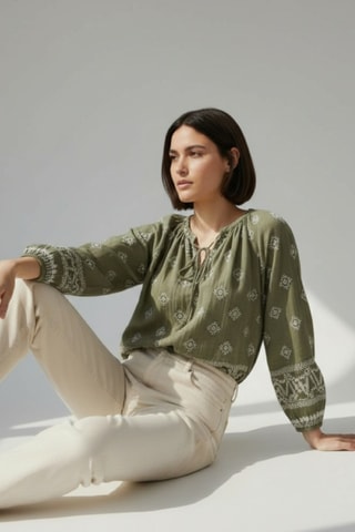Blouse en lin - Kaki