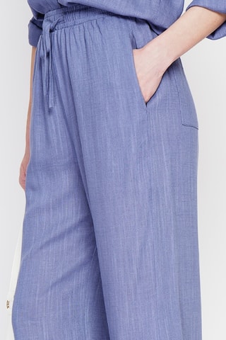 Pantalon large en lin - Bleu