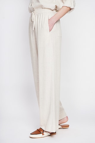 Pantalon large en lin - Beige