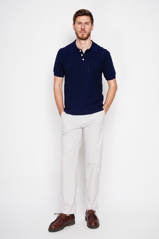 Polo en coton biologique et lin - Bleu marine
