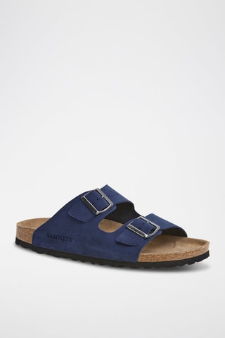 Mules en nubuck - Bleu marine