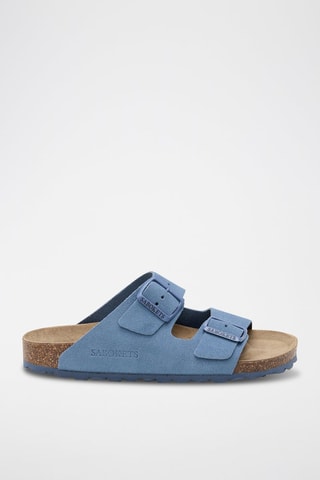 Mules en nubuck - Bleu
