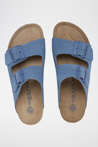 Mules en nubuck - Bleu