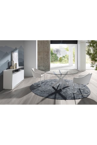 Tavolo da pranzo - Trasparente e bianco - Piano in vetro - 110 x 75 x 110 cm