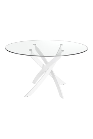 Tavolo da pranzo - Trasparente e bianco - Piano in vetro - 110 x 75 x 110 cm