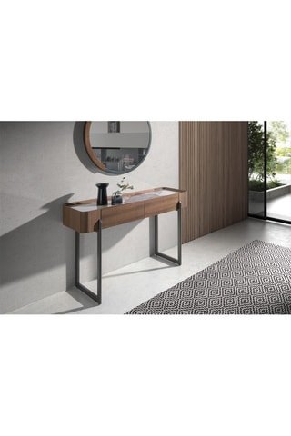 Console 2 cassetti in legno placcato noce - 120 x 76 x 40 cm