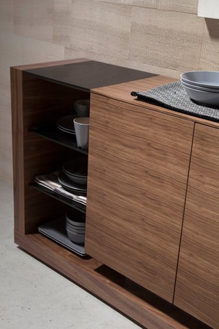 Credenza 3 ante - Effetto noce e nero - 170 x 40 x 83 cm