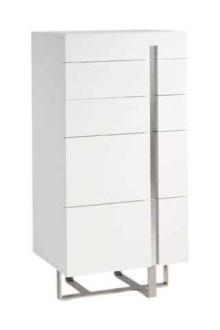 Cassettiera 5 cassetti - Bianco e argentato - 60 x 45 x 120 cm