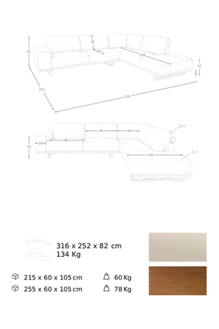 Divano angolare destro - Beige