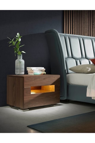 Comodino con LED - Effetto noce - 58 x 38 x 41 cm