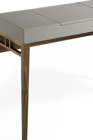 Toletta con specchio ribaltabile e portagioie 1 cassetto in legno placcato noce - 120 x 76 x 50 cm