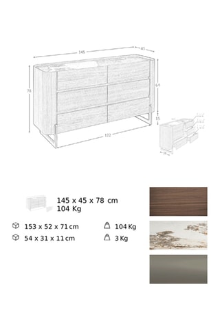 Comò 6 cassetti - Neutro e bianco - Legno - 104 x 45 x 145 cm