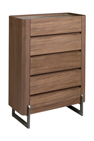 Cassettiera 5 cassetti in legno placcato noce - 80 x 112 x 40 cm