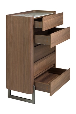 Cassettiera 5 cassetti in legno placcato noce - 80 x 112 x 40 cm
