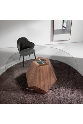 Tavolo da pranzo in legno massiccio e vetro - 150 x 150 x 74 cm