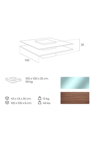 Tavolino in vetro - 100 x 35 x 100 cm